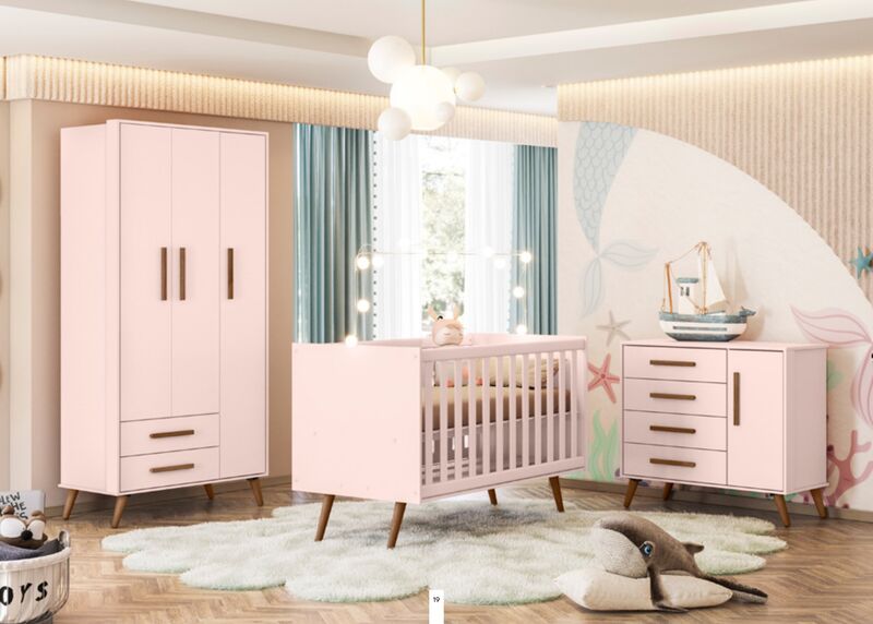 Quarto de bebê linha Q Encanto Retrô — Retrô vintage rosa